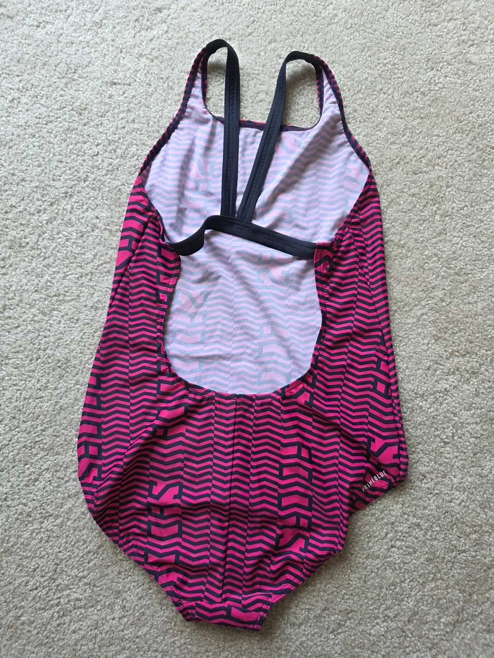 Adidas‎ Youth  Pink & Black Geometric One-Piece Swimsuit